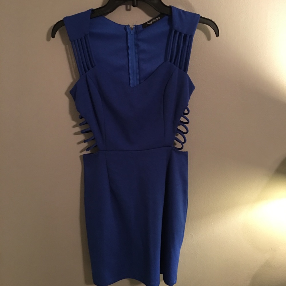 Foreign Exchange - Blue Mini Dress with Side Slits